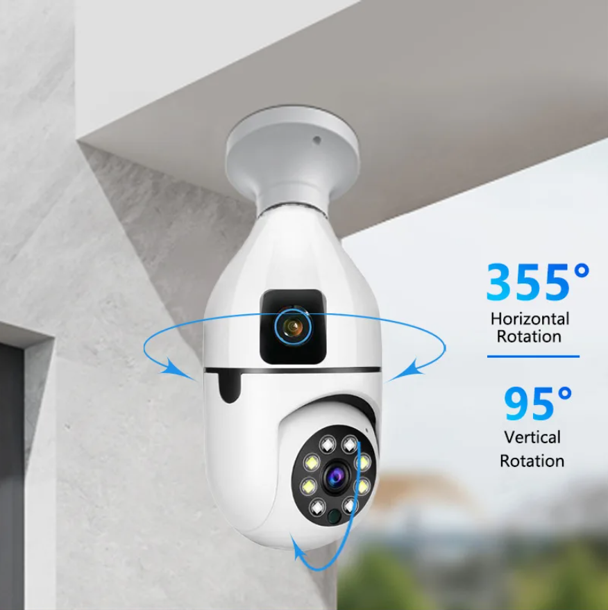 Dual Lens Bulb Holder Camera V380 Pro Apps 1080p full Hd Resulation cctv camera